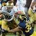 Notre Dame tight end Troy Niklas attempts to move around Michigan linebacker Joe Bolden during the second half at Michigan Stadium on Saturday, September 7, 2013. Melanie Maxwell | AnnArbor.com